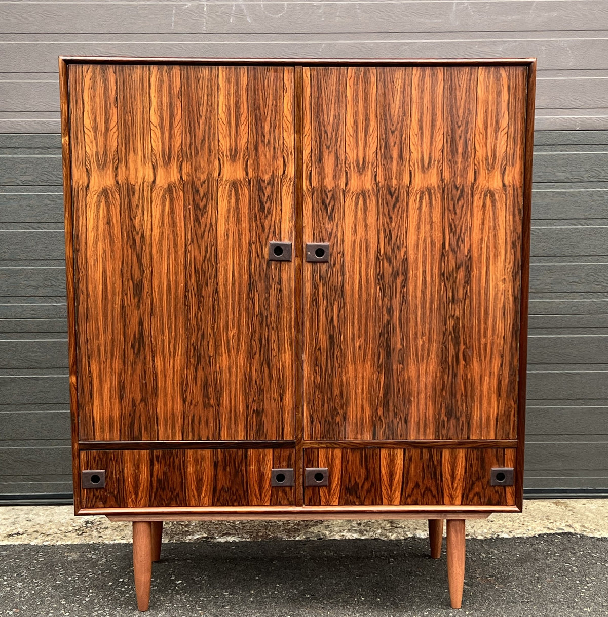 RESTORED Mid Century Modern Rosewood Wardrobe Tall Dresser W 46