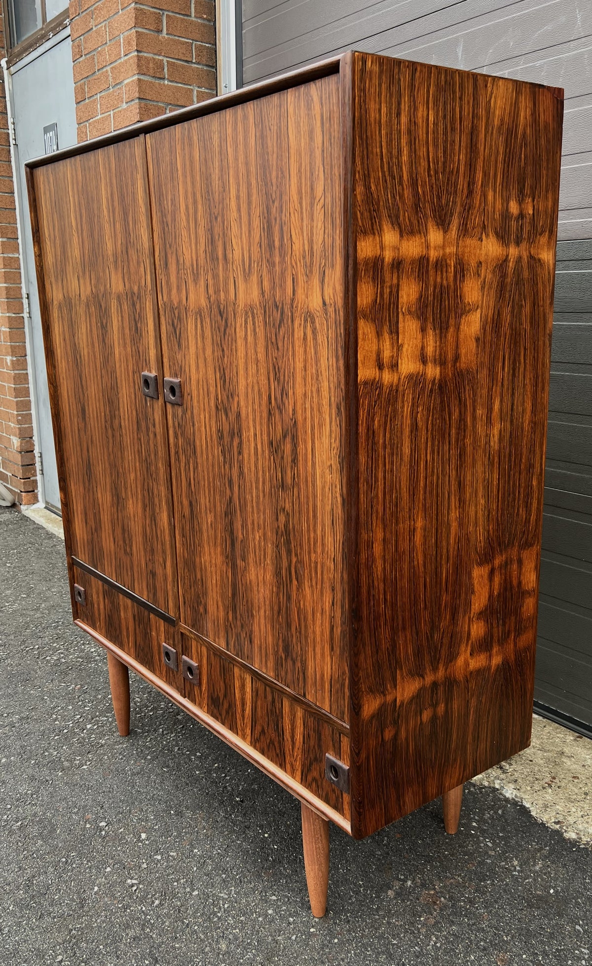 RESTORED Mid Century Modern Rosewood Wardrobe Tall Dresser W 46