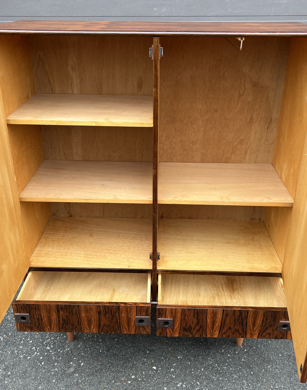 RESTORED Mid Century Modern Rosewood Wardrobe Tall Dresser W 46