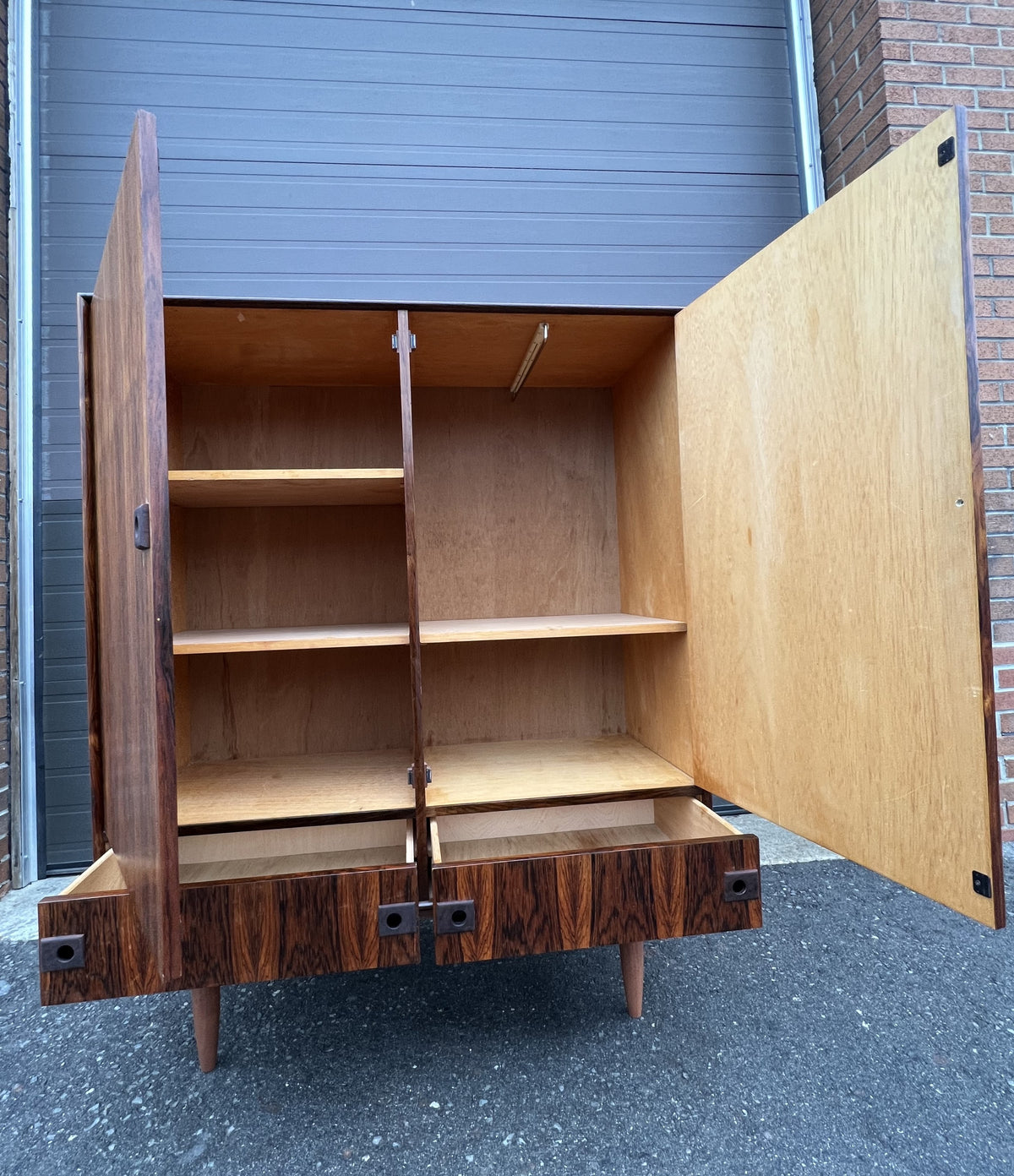 RESTORED Mid Century Modern Rosewood Wardrobe Tall Dresser W 46