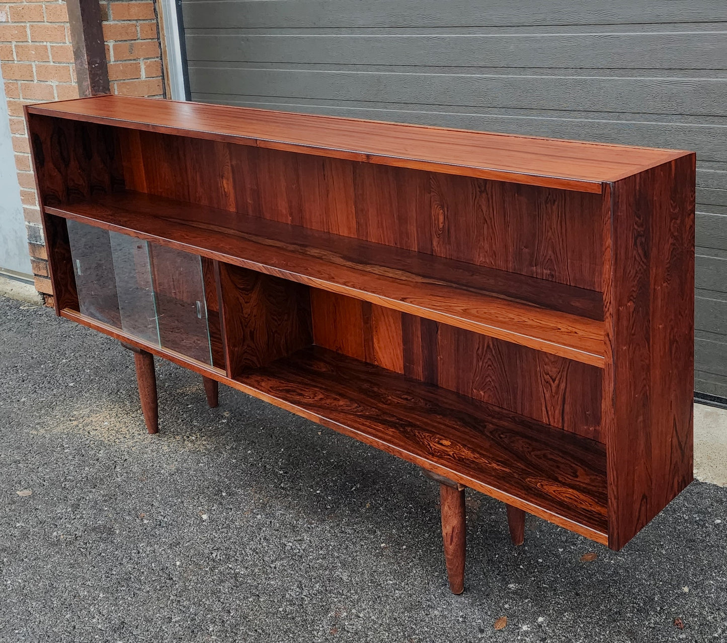 REFINISHED Danish Mid Century Modern Rosewood Bookcase 77"