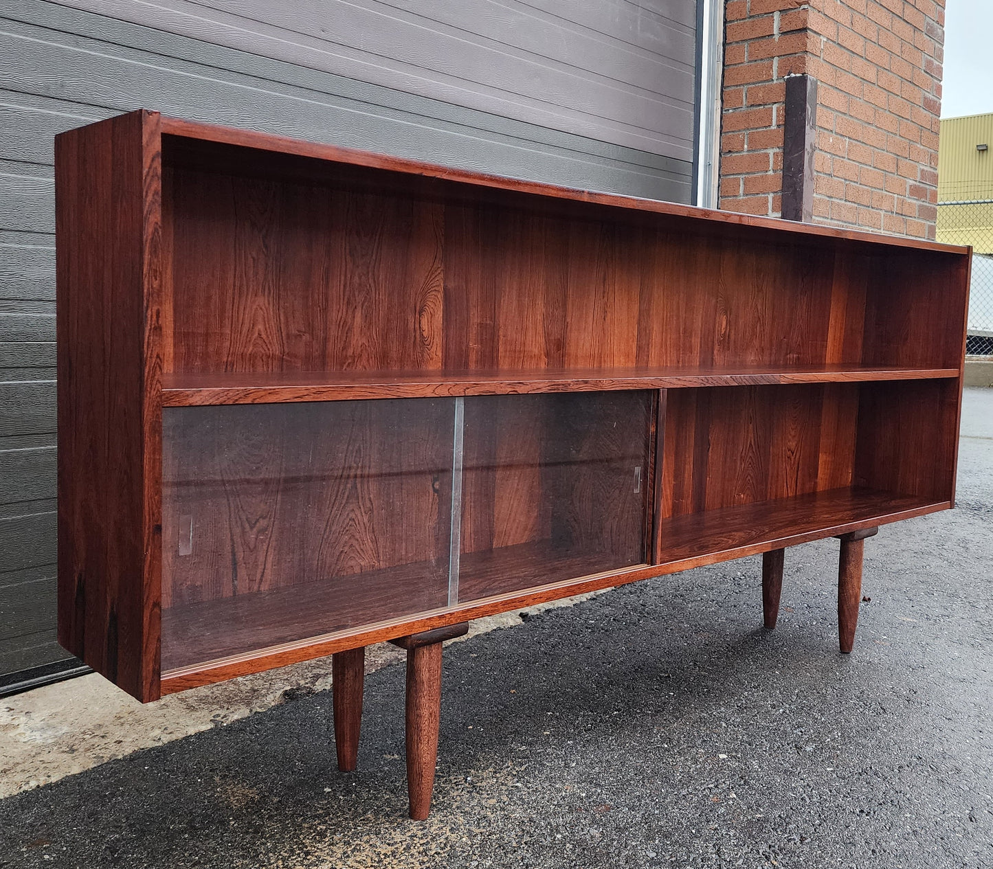 REFINISHED Danish Mid Century Modern Rosewood Bookcase 77"