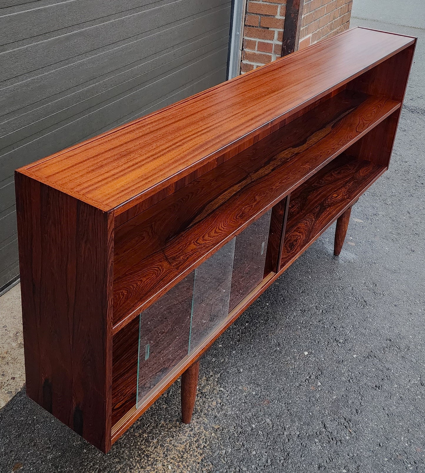 REFINISHED Danish Mid Century Modern Rosewood Bookcase 77"