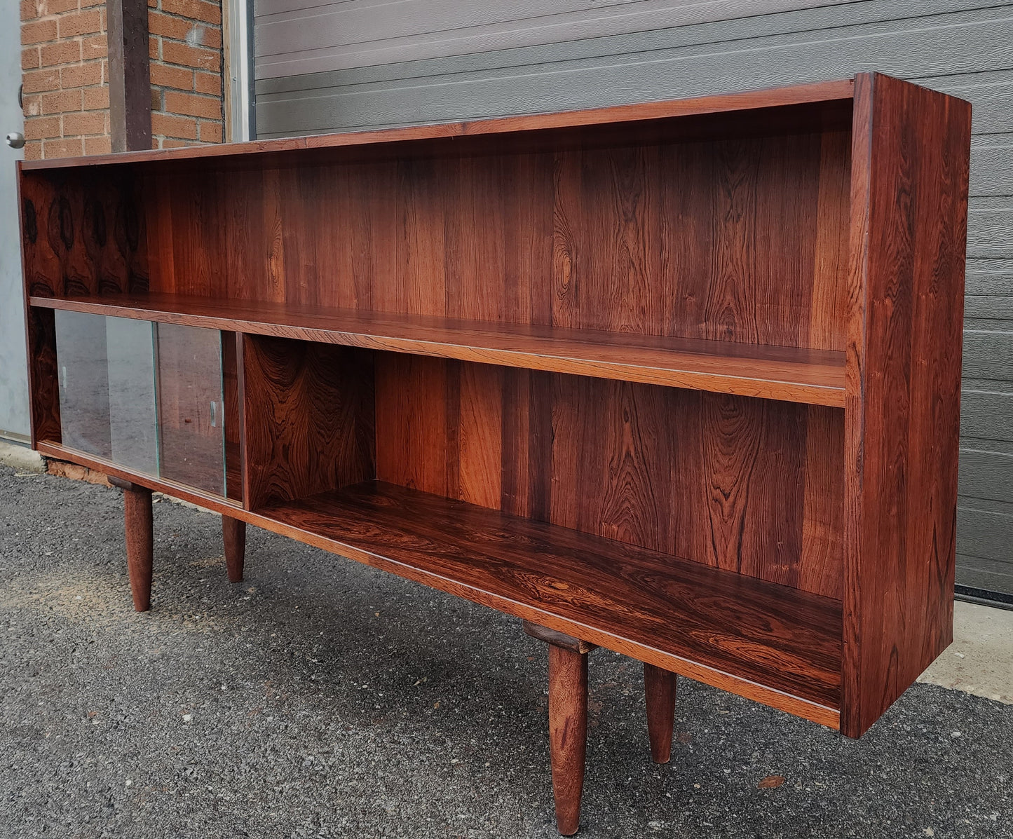 REFINISHED Danish Mid Century Modern Rosewood Bookcase 77"