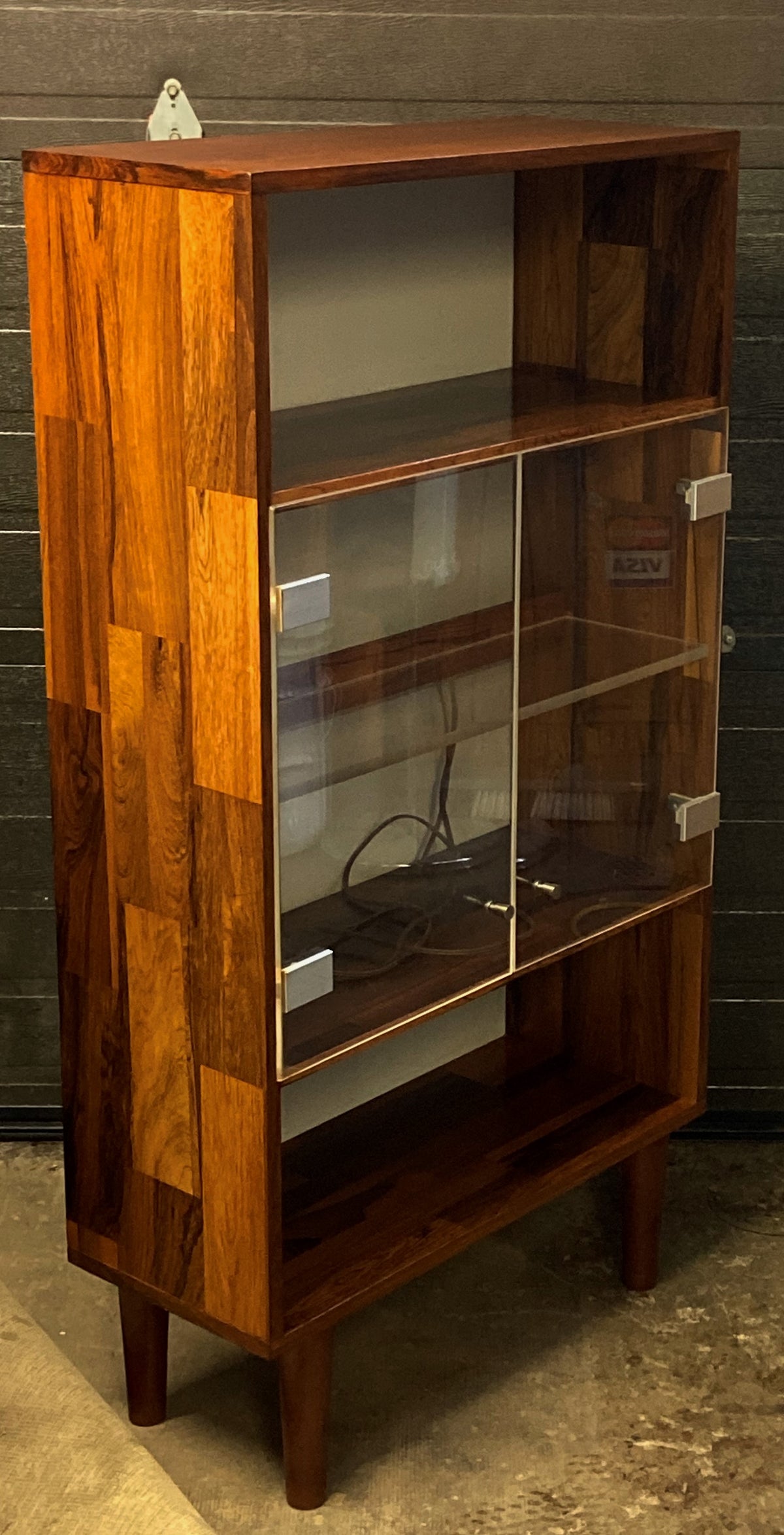 REFINISHED MCM Rosewood Patchwork Display Cabinet  Bookcase 28