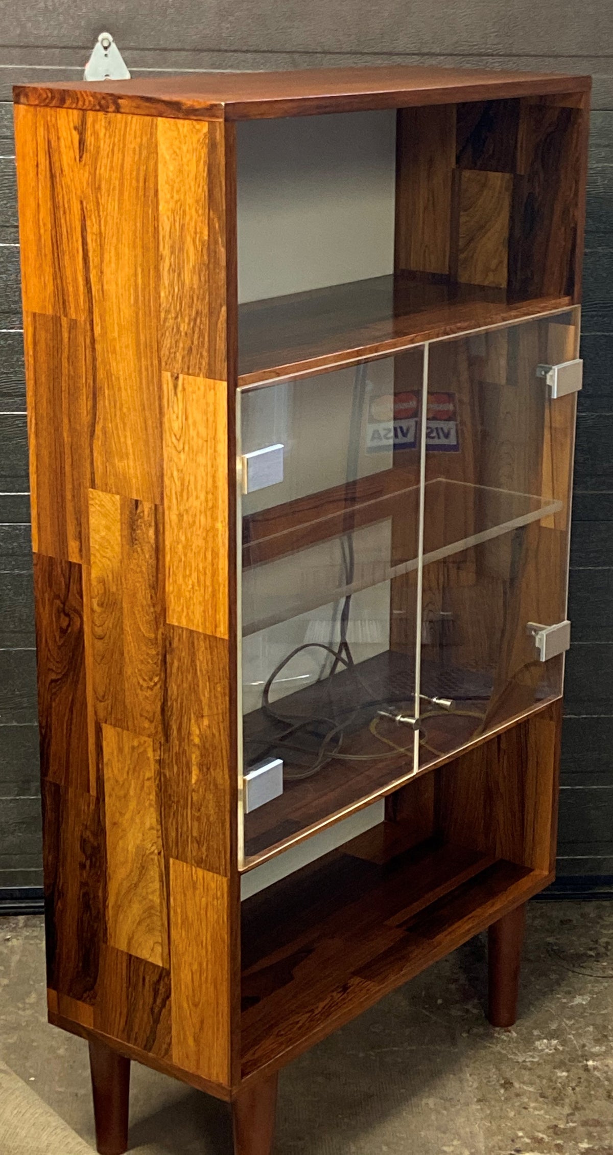 REFINISHED MCM Rosewood Patchwork Display Cabinet  Bookcase 28