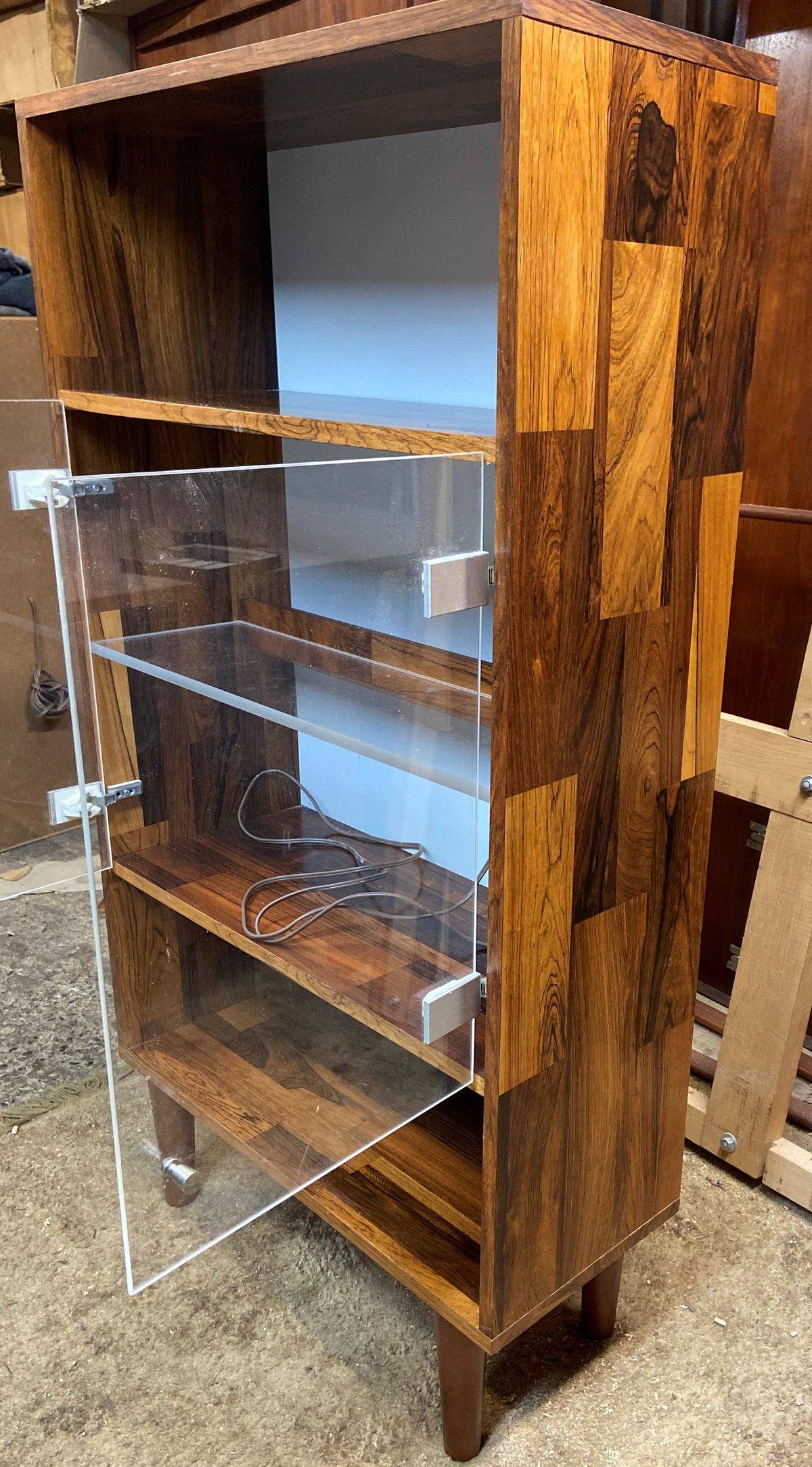 REFINISHED MCM Rosewood Patchwork Display Cabinet  Bookcase 28