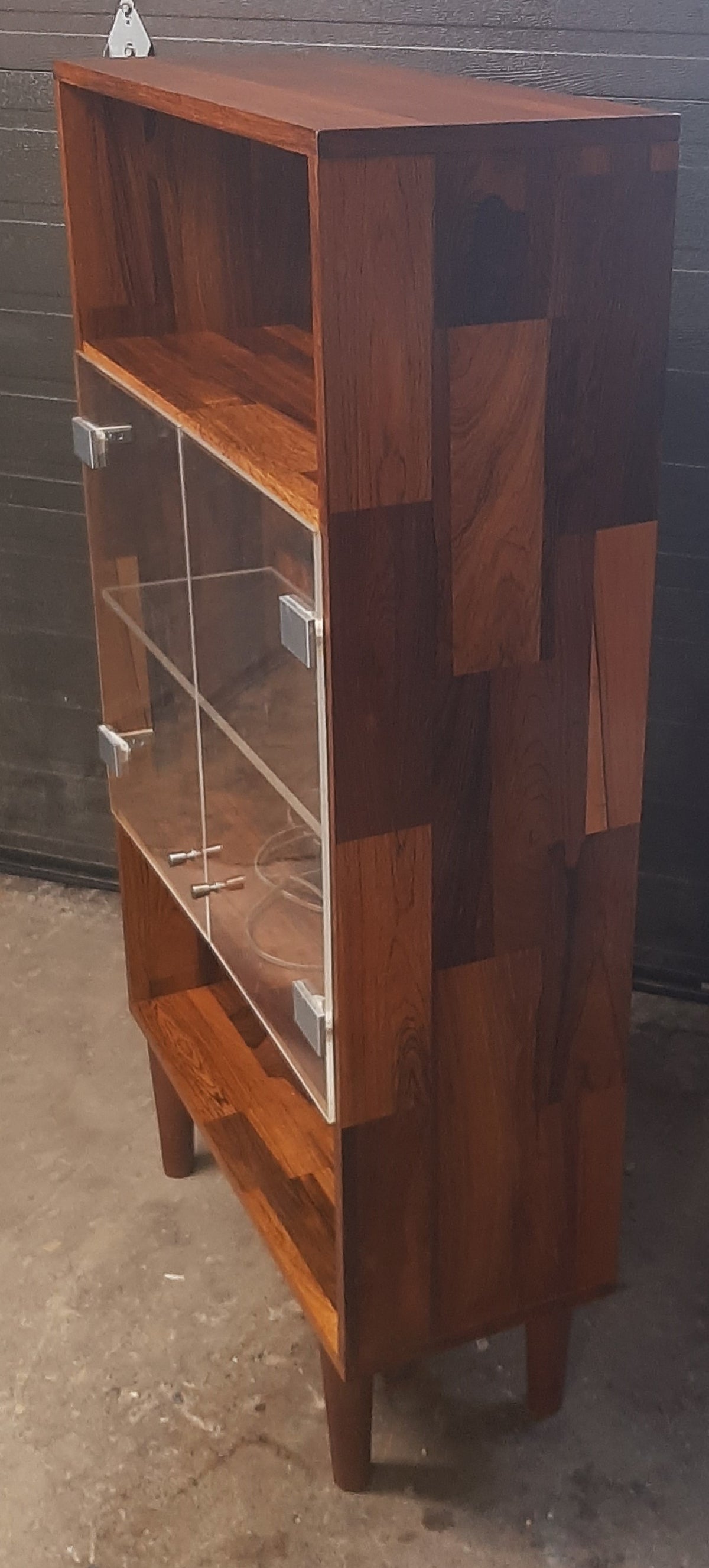 REFINISHED MCM Rosewood Patchwork Display Cabinet  Bookcase 28