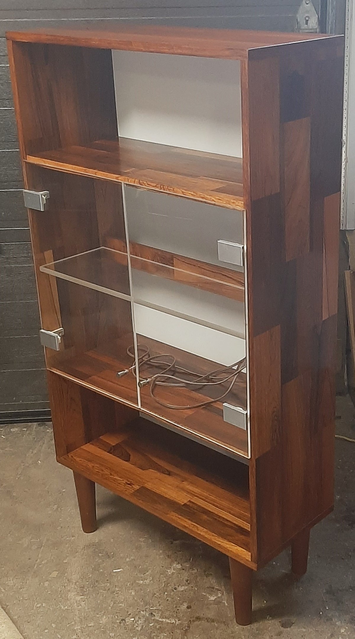 REFINISHED MCM Rosewood Patchwork Display Cabinet  Bookcase 28