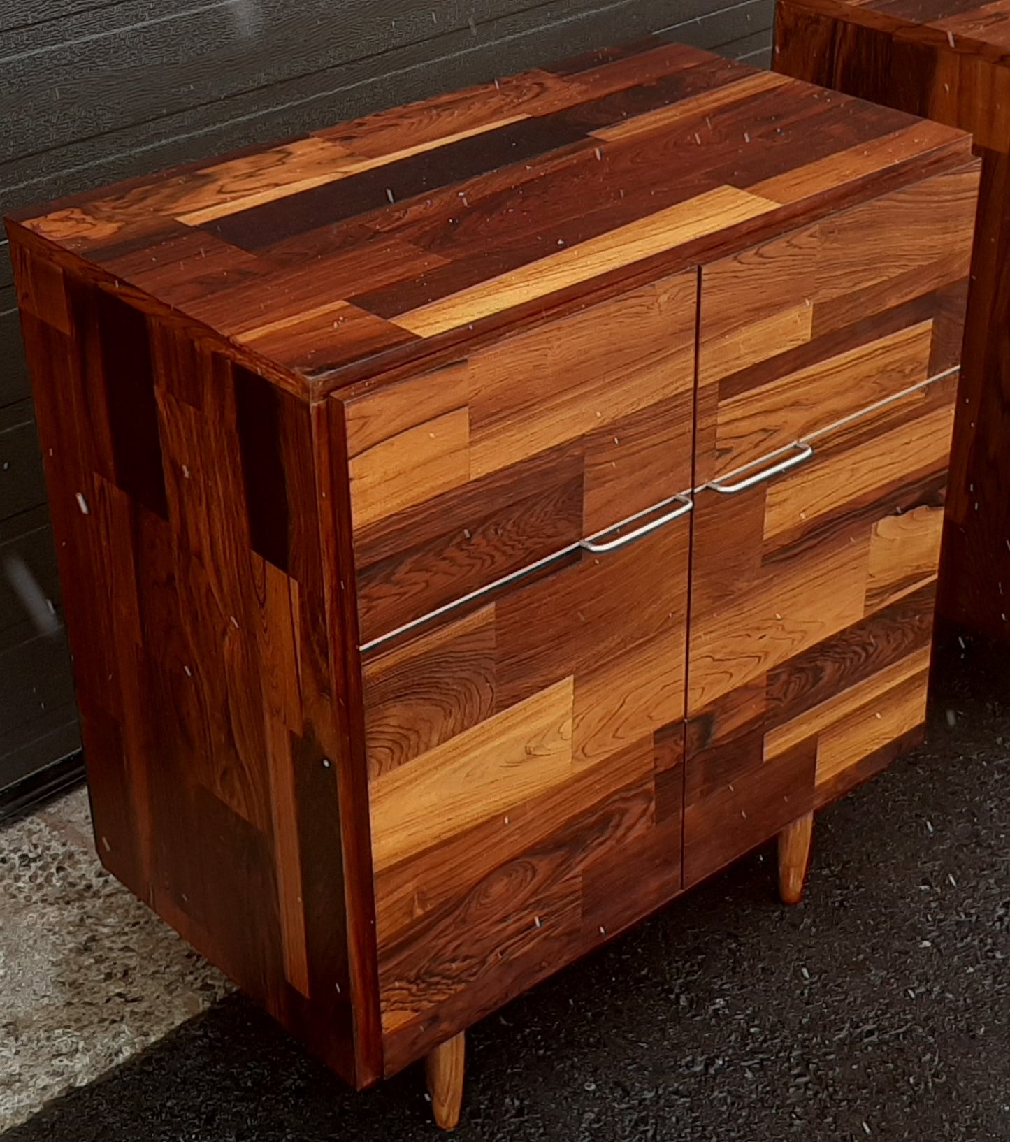 REFINISHED MCM Rosewood Patchwork Cabinet with 2 doors 28", perfect