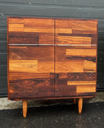 REFINISHED MCM Rosewood Patchwork Cabinet with 2 doors 28