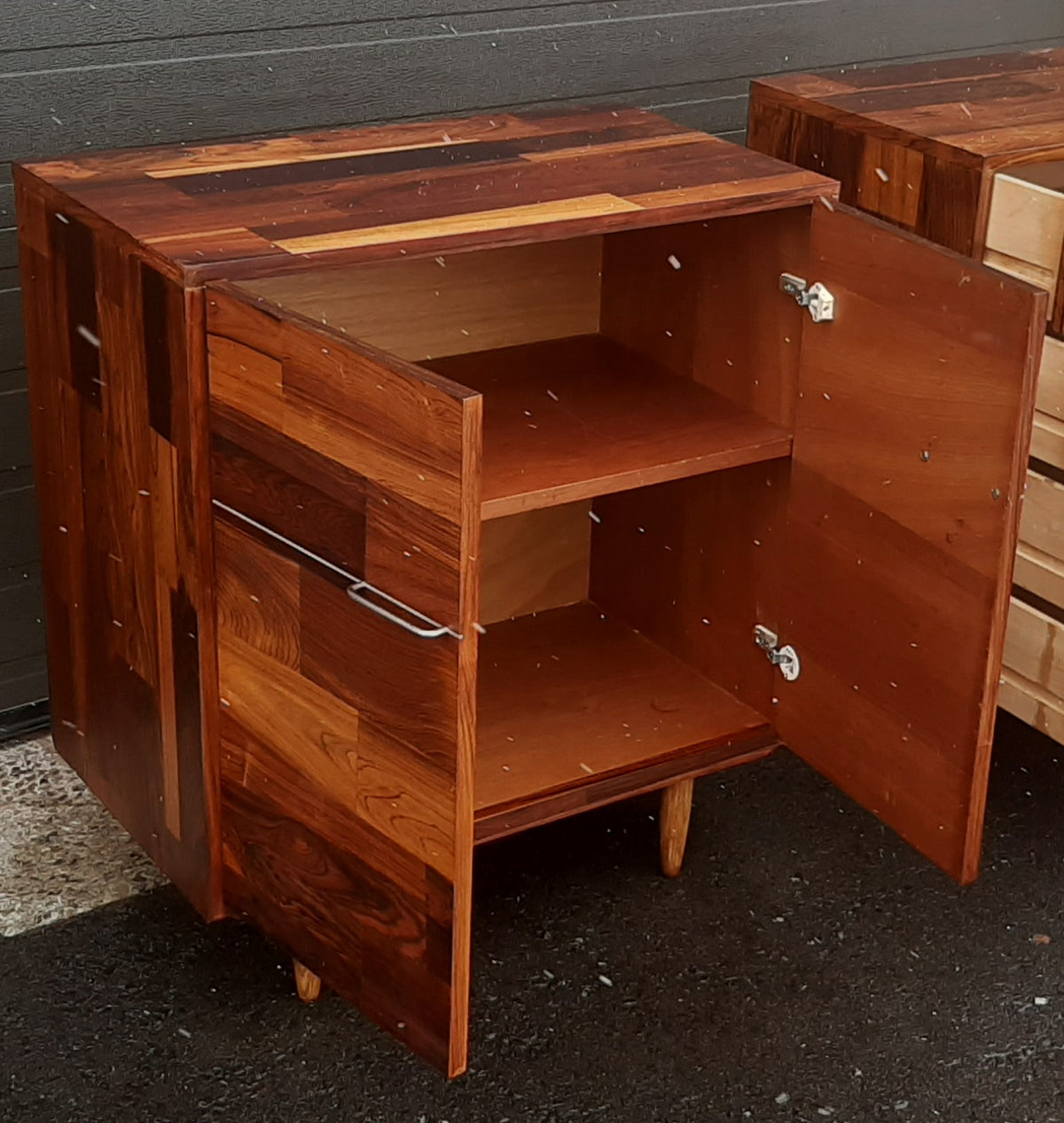 REFINISHED MCM Rosewood Patchwork Cabinet with 2 doors 28