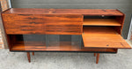 REFINISHED Mid Century Modern Cabinet w Rosewood & Glass Doors Narrow 73.5