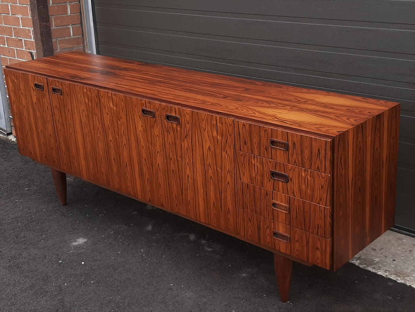 REFINISHED Danish MCM Brazilian Rosewood Sideboard Credenza 79"