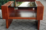 RESTORED MCM Rosewood Accent Table with tinted glass top 2