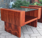 RESTORED MCM Rosewood Accent Table with tinted glass top 4