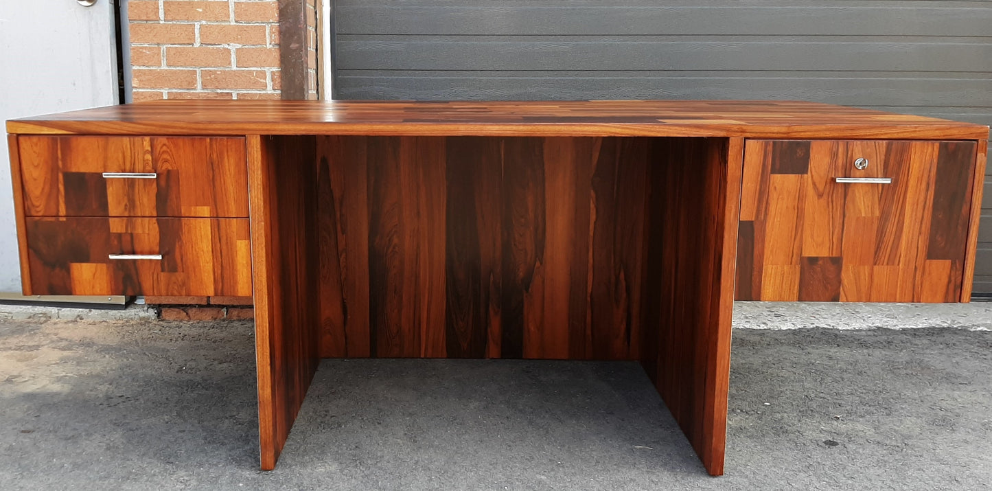 REFINISHED MCM rosewood & chrome desk with finished back Milo Baughman style, perfect