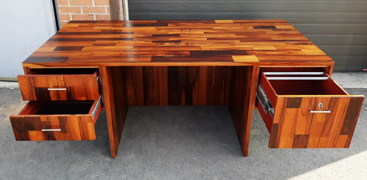 REFINISHED MCM rosewood & chrome desk with finished back Milo Baughman style, perfect