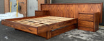 REFINISHED Mid Century Modern Rosewood Queen Bed w 2 Nightstands, PERFECT 5