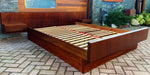 RESTORED Danish Mid Century Modern Rosewood Queen Bed w Floating Nightstands 1