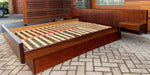 RESTORED Danish Mid Century Modern Rosewood Queen Bed w Floating Nightstands 2