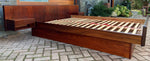 RESTORED Danish Mid Century Modern Rosewood Queen Bed w Floating Nightstands 4