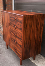 REFINISHED MCM Rosewood dresser, highboy & Queen bed w nightstands PERFECT 8