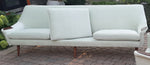 REFINISHED & REUPHOLSTERED in wool mohair Danish Mid Century Modern Sofa 4-seater 8
