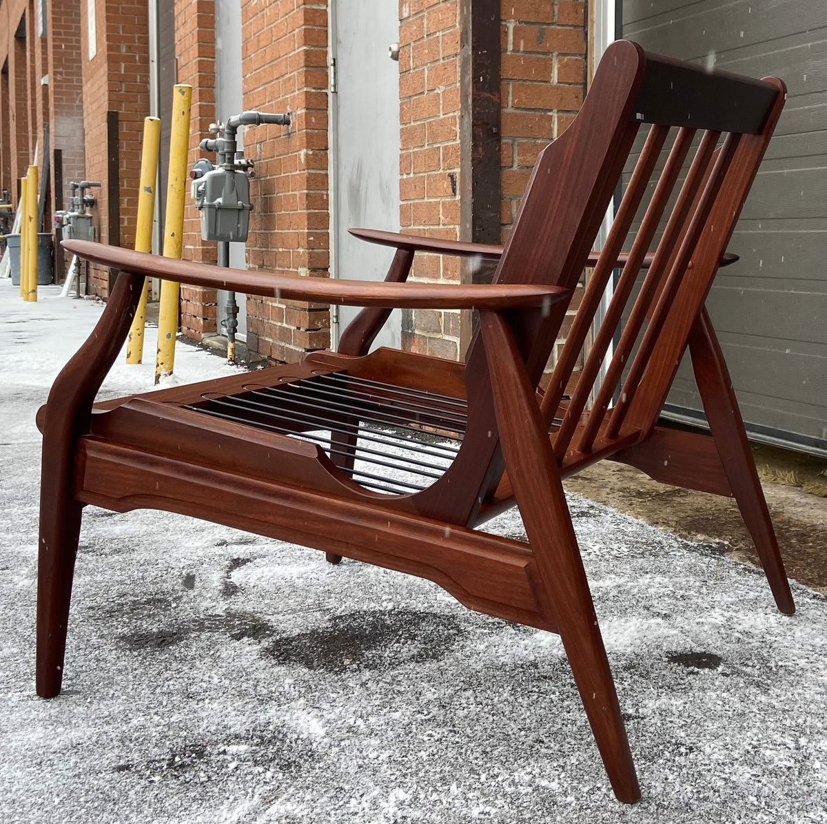 REFINISHED Mid Century Modern Solid Teak Lounge Chair with Cushions