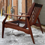 REFINISHED Mid Century Modern Solid Teak Lounge Chair with Cushions 2
