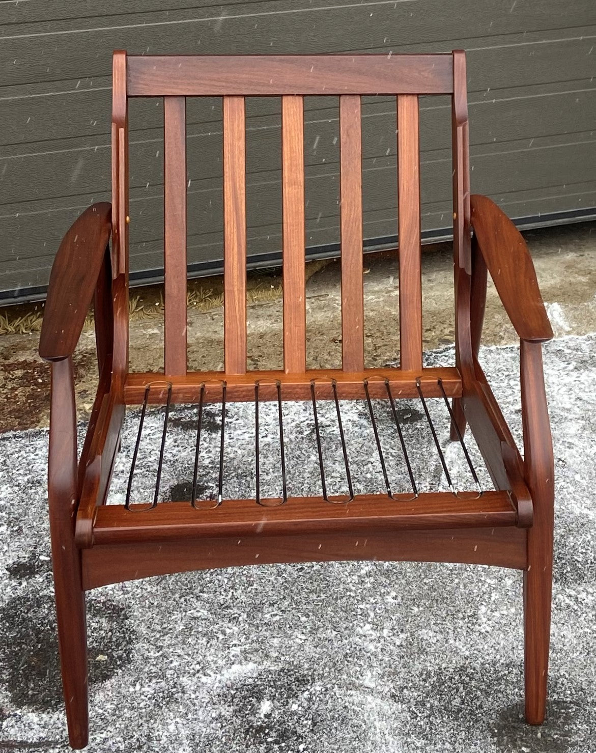 REFINISHED Mid Century Modern Solid Teak Lounge Chair with Cushions