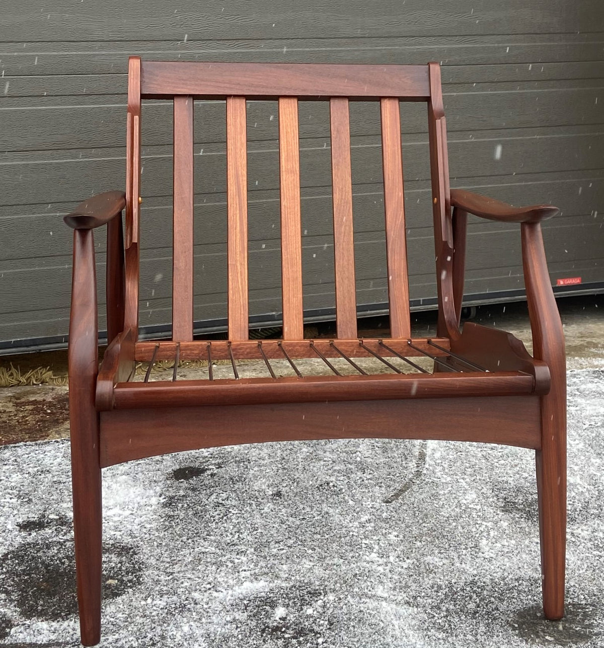 REFINISHED Mid Century Modern Solid Teak Lounge Chair with Cushions