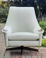 REFINISHED & REUPHOLSTERED in wool mohair MCM  Swivel Lounge Chair, Perfect 1