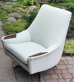REFINISHED & REUPHOLSTERED in wool mohair MCM  Swivel Lounge Chair, Perfect 2
