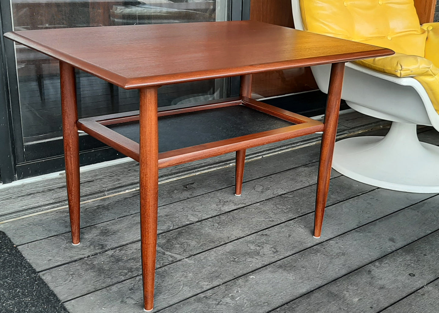 REFINISHED Mid Century Modern Teak Accent Tables with Shelves by RS Associates