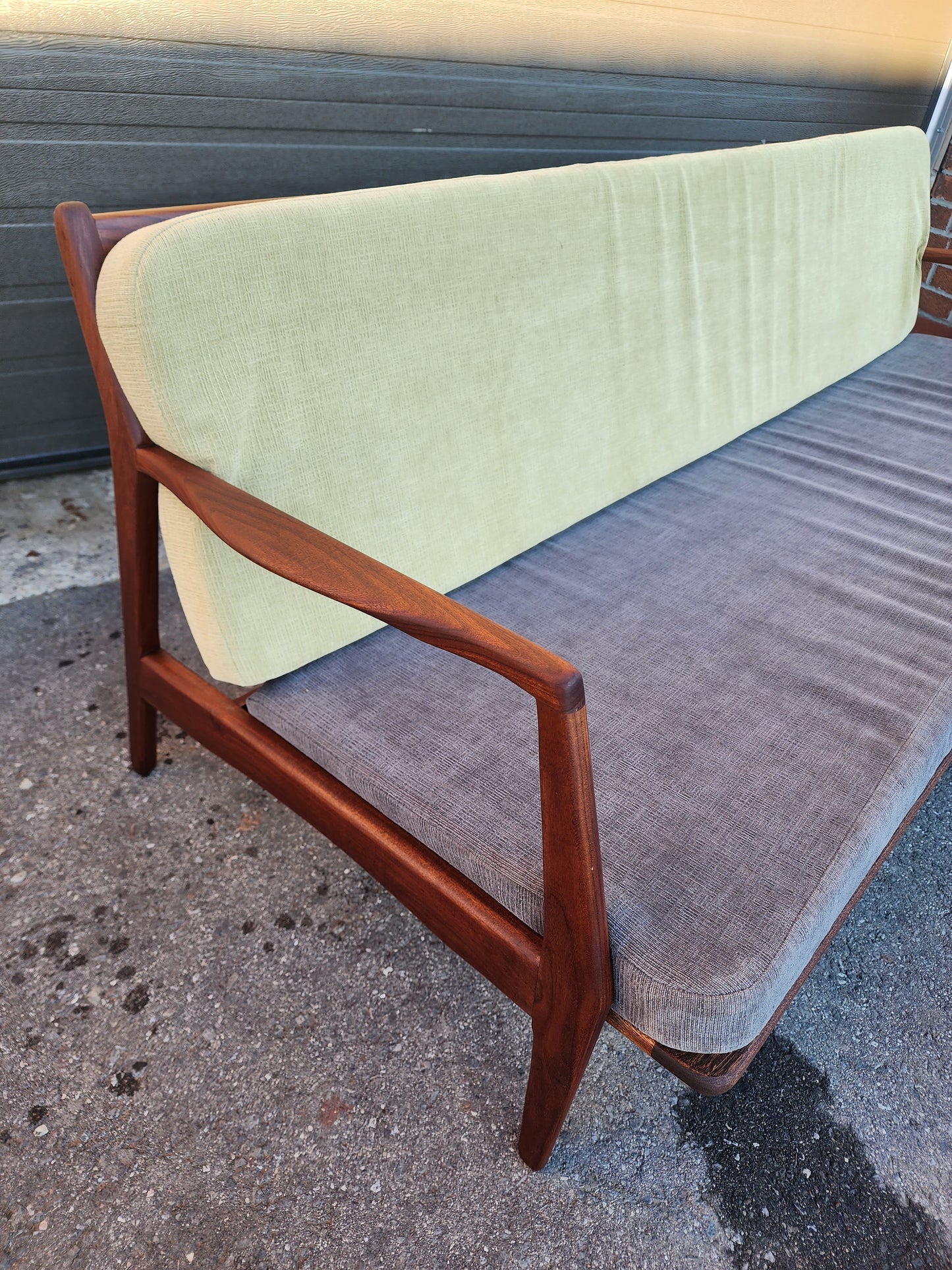REFINISHED Mid Century Modern Teak 3-Seater Sofa by R. Huber will get NEW CUSHIONS