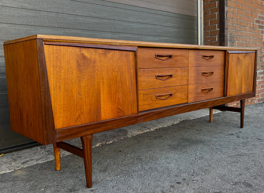 REFINISHED Mid Century Modern Teak Sideboard by Royal Heritage Furniture, 87",