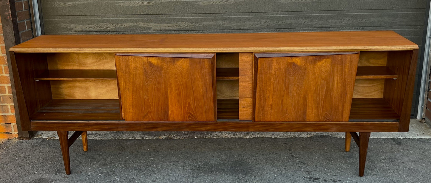 REFINISHED Mid Century Modern Teak Sideboard by Royal Heritage Furniture, 87"