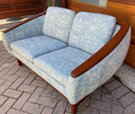 REFINISHED Mid Century Modern Huber Barrel Back Teak Loveseat 2