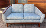 REFINISHED Mid Century Modern Huber Barrel Back Teak Loveseat 3