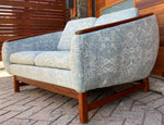REFINISHED Mid Century Modern Huber Barrel Back Teak Loveseat 5