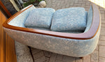 REFINISHED Mid Century Modern Huber Barrel Back Teak Loveseat 7