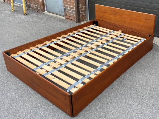 REFINISHED Mid Century Modern Teak Bed Double