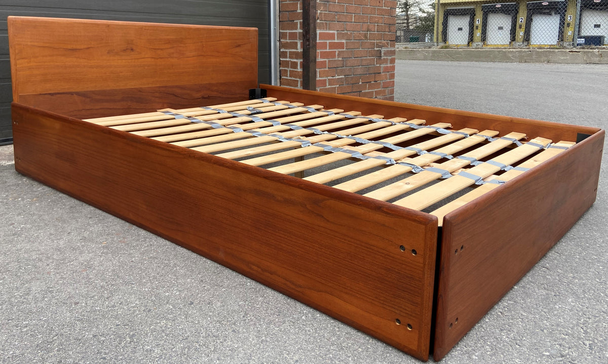 REFINISHED Mid Century Modern Teak Bed Double