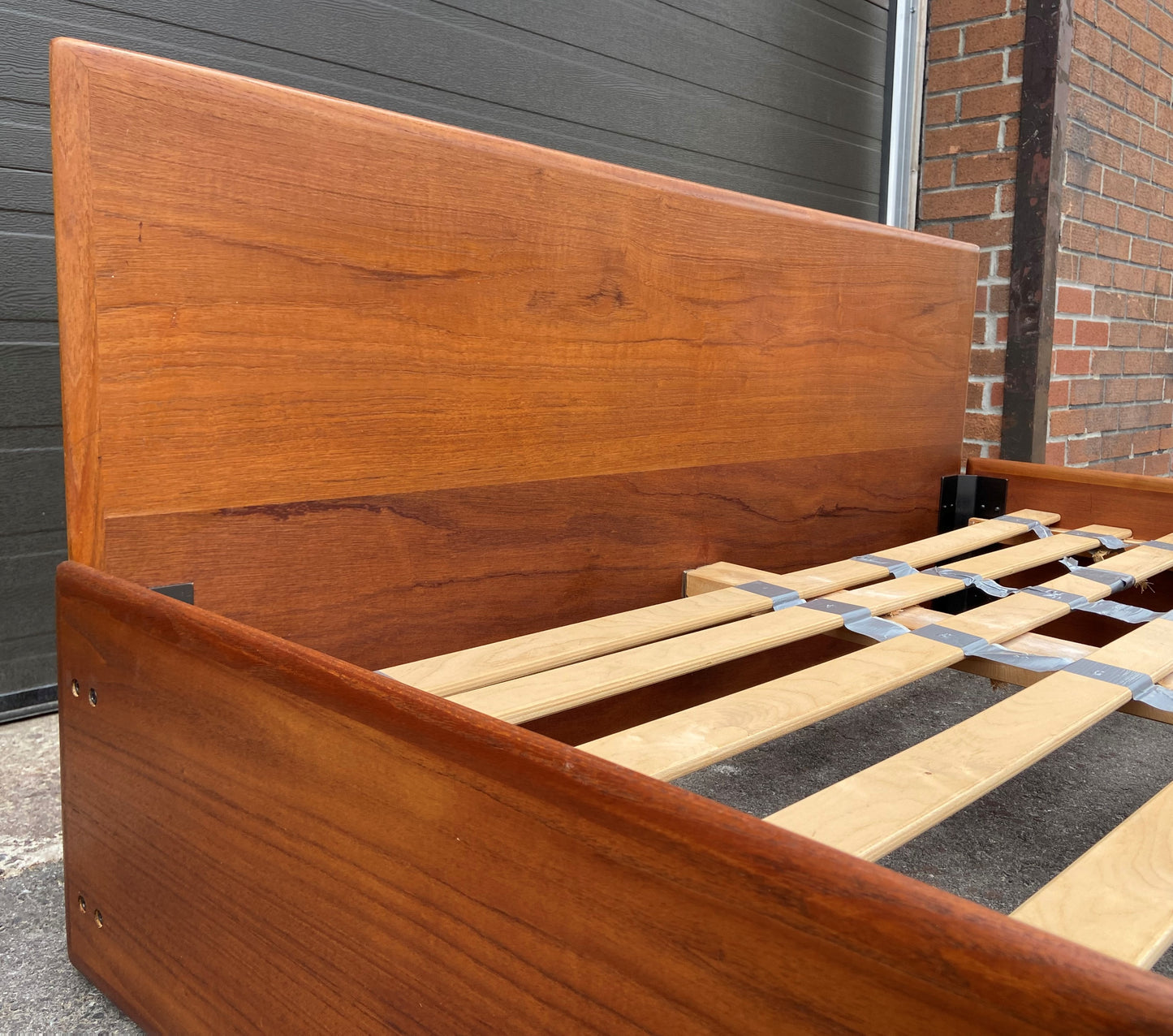 REFINISHED Mid Century Modern Teak Bed Double