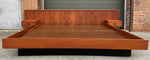 REFINISHED MCM Teak King Bed w Floating Nightstands and 9 Drawers Dresser, PERFECT 2