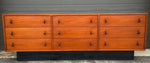 REFINISHED MCM Teak King Bed w Floating Nightstands and 9 Drawers Dresser, PERFECT 8