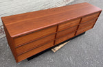 REFINISHED Mid Century Modern Teak Queen Bed w Nightstands & Dresser 9 Drawers 5