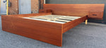 REFINISHED Mid Century Modern Teak Queen Bed w Nightstands & Dresser 9 Drawers 4