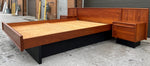 REFINISHED Mid Century Modern Teak Queen Bed w 2 Nightstands 3